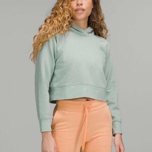 Lululemon Loungeful Cropped Hoodie Silver Blue Green Size 6